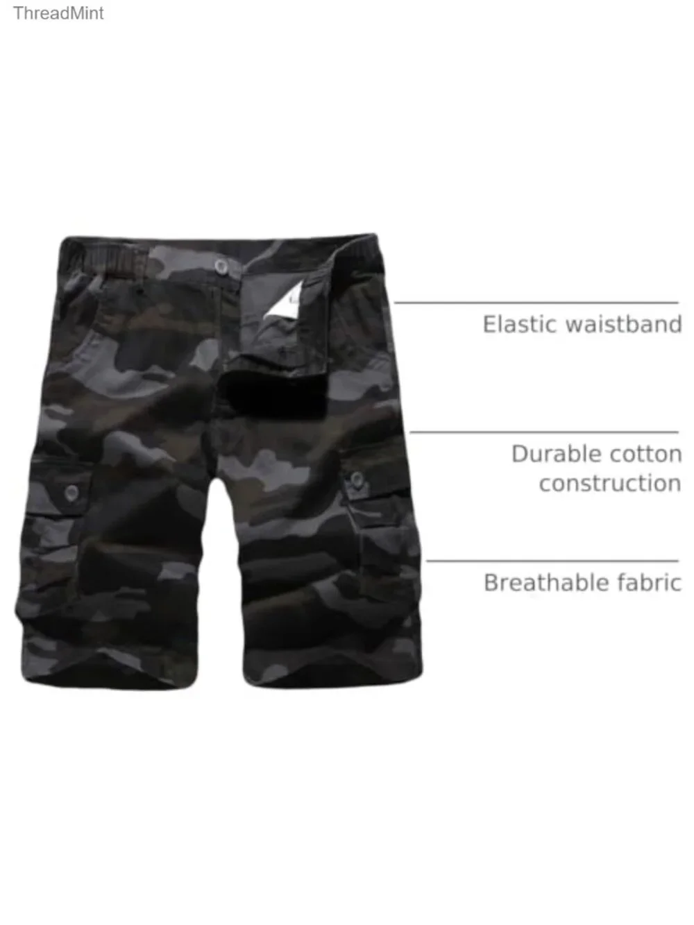 Men's Relaxed Fit Cargo Shorts Cotton Camo Lightweight